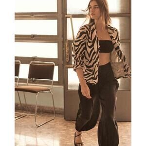 Nili Lotan | NEW Addison Blazer‎ Zebra Print Cotton Blend Spring 2020 Collection